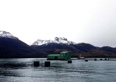 Centro cultivo salmones en agua de mar